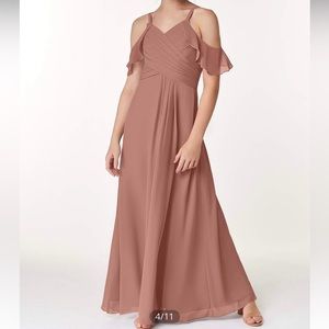 Azazie Dakota JBD Cedar Rose Chiffon Floor-Length Size J16 (Fits like Size 4)